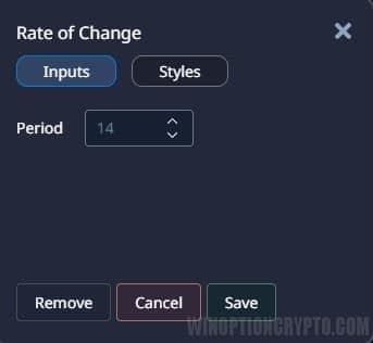 Rate of Change settings